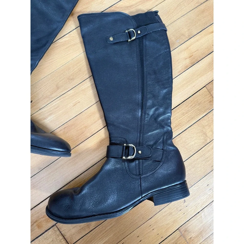 Naturalizer leather tall black riding boots‎ Low heel boots